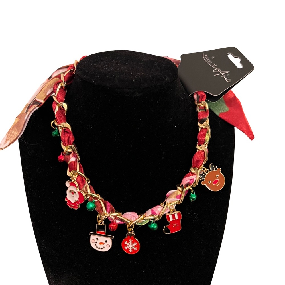 Charming Gold and Red Holiday Necklace